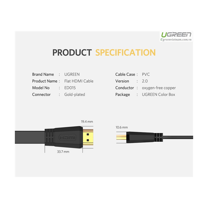 Ugreen HDMI 2.0 Flat kabel 1.5m - box - slika 5