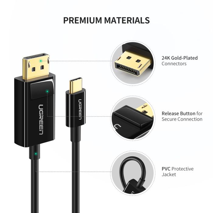 Ugreen kabel USB-C v DP 4K (DisplayPort) 1.5M - polybag - slika 3