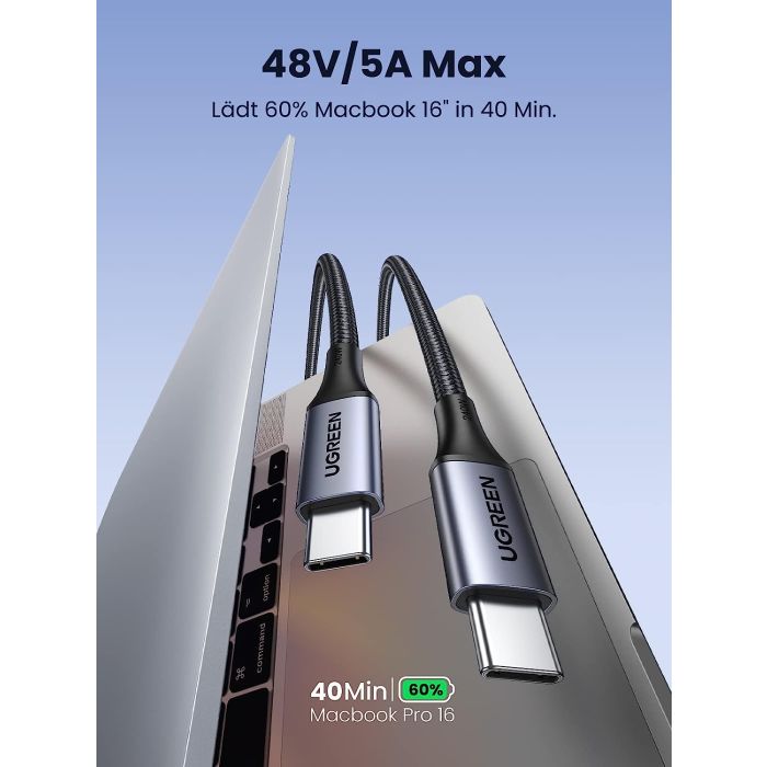 UGREEN 240W USB-C v USB-C polnilni kabel, 2M - slika 6