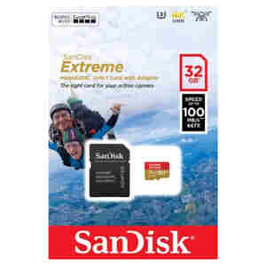 Spominska kartica microSDXC 32GB Sandisk Extreme 100MB/s/60MB/s U3 V30 UHS-I A1 +adapter (SDSQXAF-032G-GN6AA)