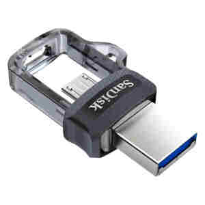 Spominski ključek 32GB USB-micro/A Sandisk Ultra Dual 150MB/s plastičen drsni micro črn OnTheGo združljiv (SDDD3-032G-G46)