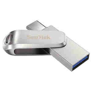 Spominski ključek 64GB USB-C/USB-A Sandisk Ultra Dual 150MB/s 50MB/s kovinski duo srebrn OnToGo kompatibilen (SDDDC4-064G-G46)