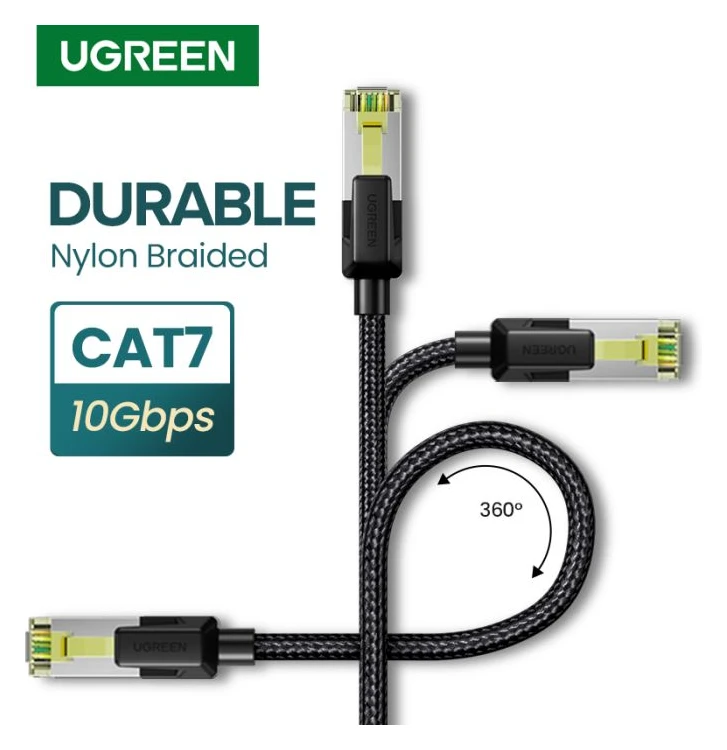 Ugreen UTP Cat7 oklopljen pleten okrogel kabel z modularnim RJ45 Ethernet priključkom 5M - slika 3