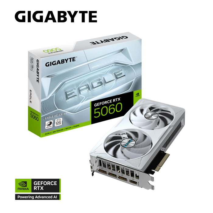 Grafična kartica GIGABYTE GeForce RTX 5060 EAGLE OC ICE 8G, 8GB GDDR7, PCI-E 5.0