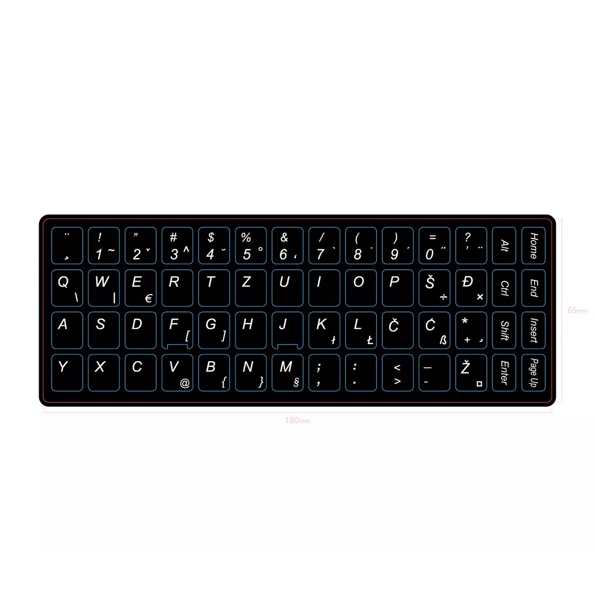 Nalepke za tipkovnico s SLO znaki črna podlaga / bele črke rahlo hrapave