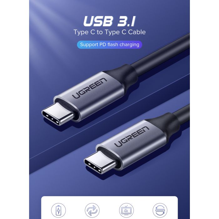 Ugreen USB-C 3.1 Gen1 3A 100W kabel, avdio+video, 1,5M - slika 3