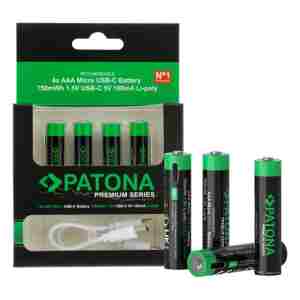 PATONA Premium USB-C 4x AAA Micro polnilne baterije 750mWh