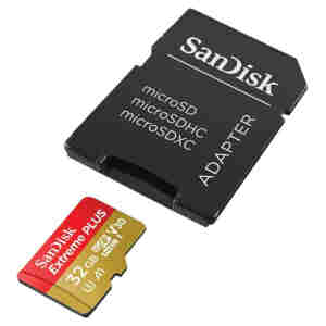 Spominska kartica microSDXC 32GB Sandisk Extreme Plus 100MB/s/60MB/s U3 V30 UHS-I A1 +adapter (SDSQXBG-032G-GN6MA)