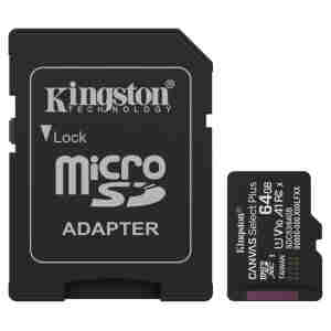 Spominska kartica microSDXC 64GB Kingston Canvas Select Plus Class10 100MB/s/U1 V10 UHS-I +adapter (SDCS3/64GB)