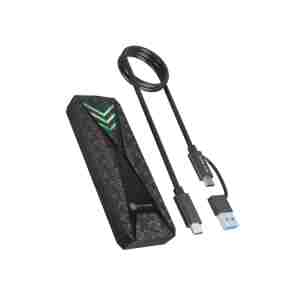 IcyBox E0019272 ohišje za M.2 NVMe SSD z vmesnikom USB-C 3.2 Gen 2 in RGB lučmi