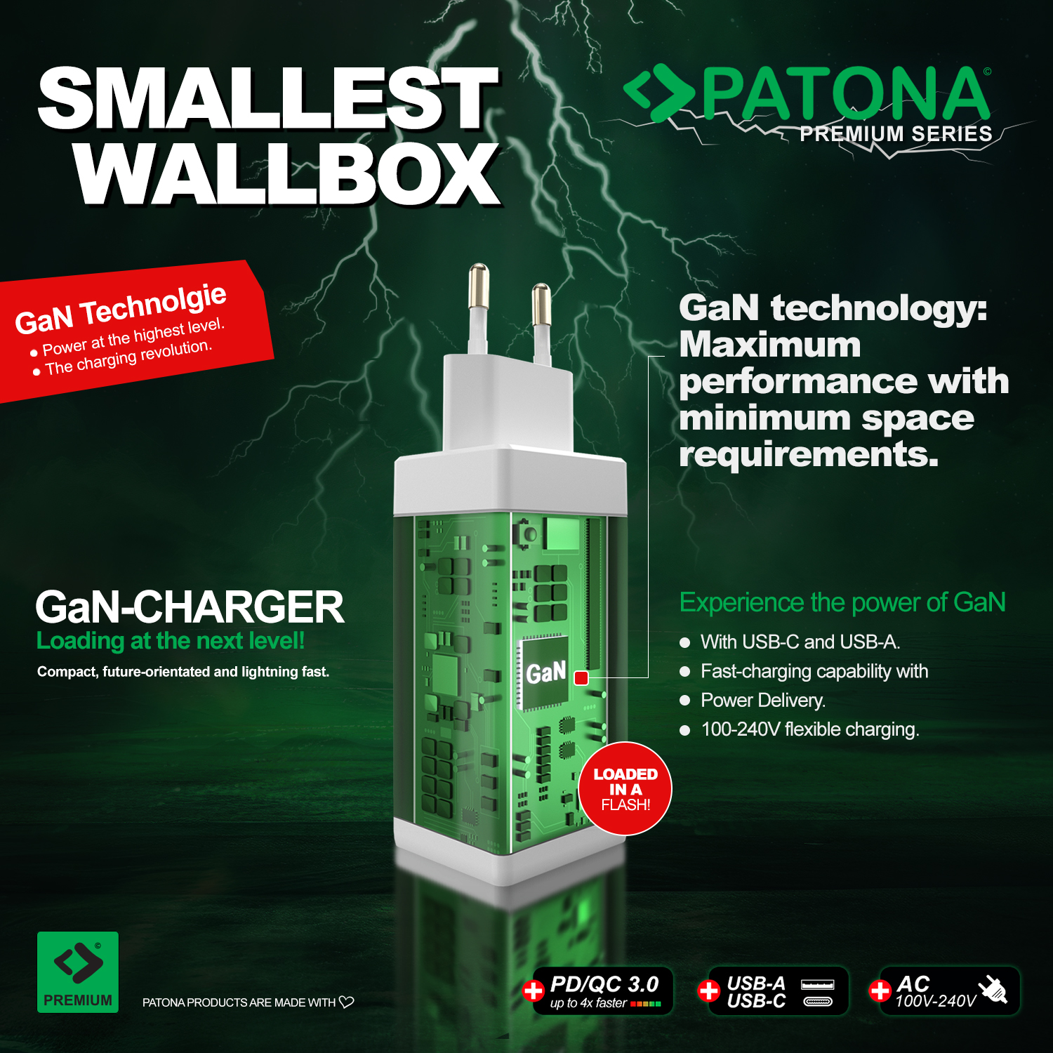 PATONA Premium GaN PD45W Adapter 1xUSB-C 1xUSB-A PD3.0 QC3.0 - slika 6