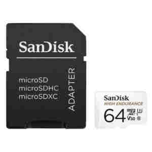 Spominska kartica microSDXC 64GB Sandisk High Endurance 100MB/s/40MB/s U3 V30 UHS-I +adapter (SDSQQNR-064G-GN6IA)