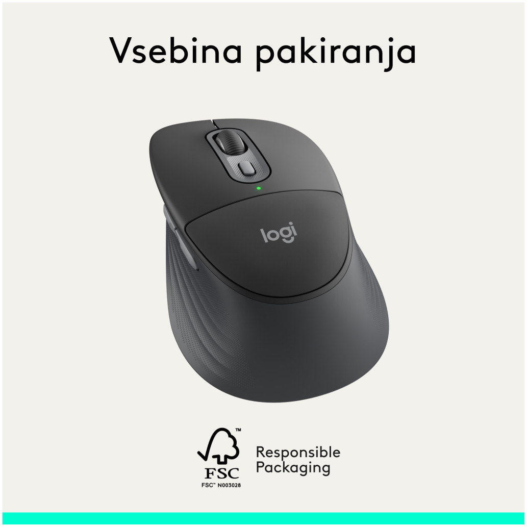 Miš brezžična + Bluetooth Logitech Signature Comfort Plus M850 L velikost grafitna (910-007715)